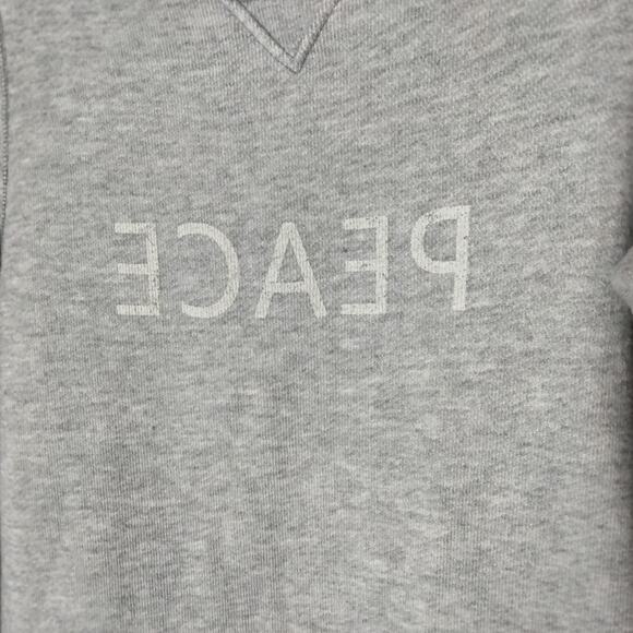 Fifteen Twenty Women's Sz S Grey Reverse Peace Sweatshirt Raw Hem Distressed - Picture 3 of 6